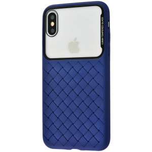Чехол Baseus Glass Weaving Case (Tempering Glass+TPU) iPhone X/Xs blue